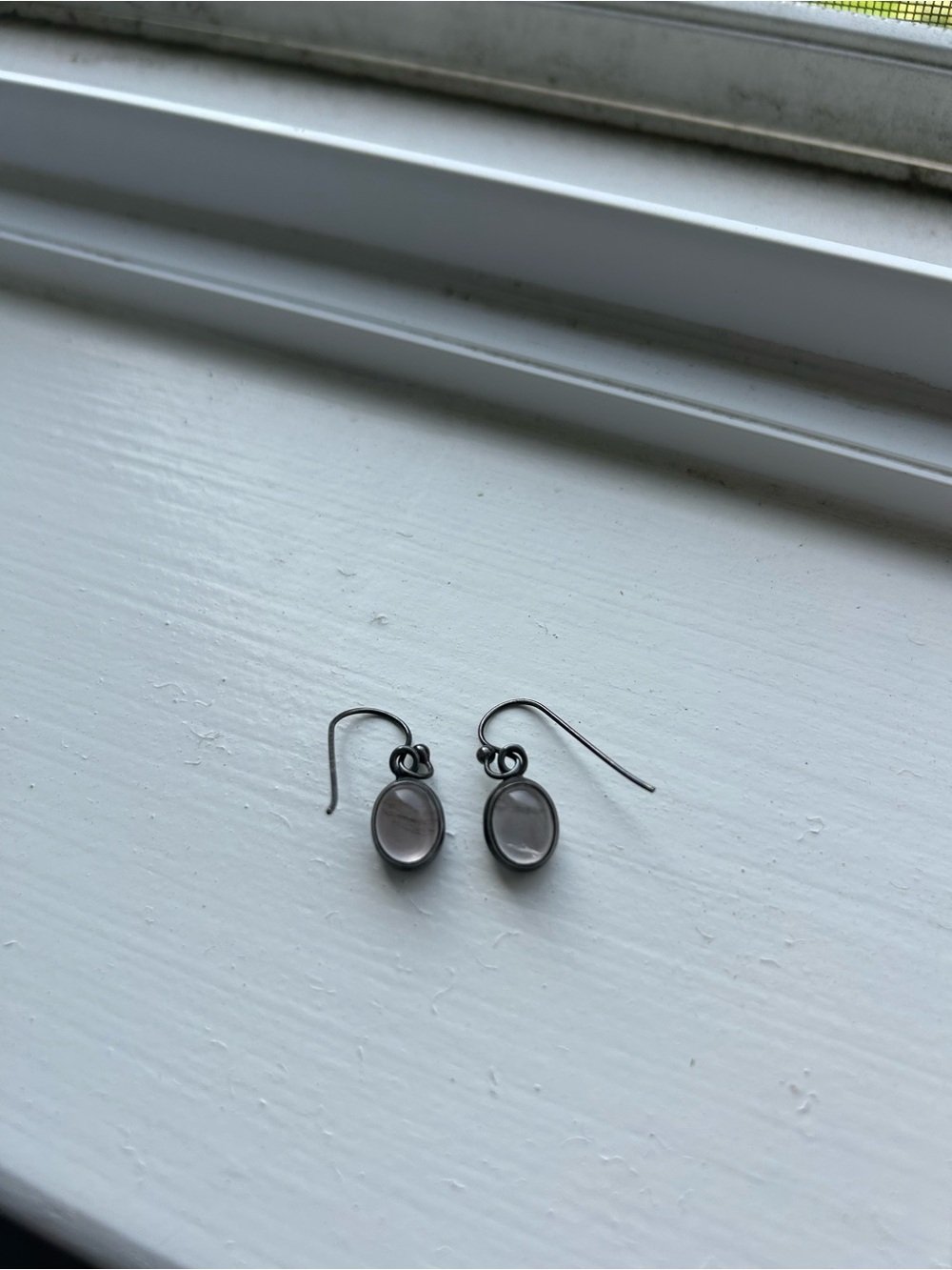 925 Sterling Silver Rose Quartz Drop Earrings